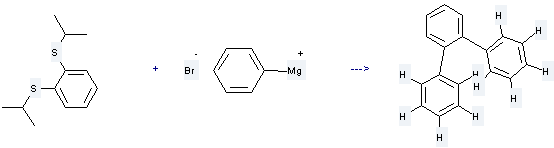 o-Terphenyl is prepared by reaction of o-di-isopropylthio-benzol with phenylmagnesium bromide.